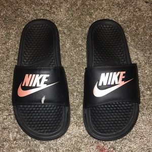nike slides rose gold